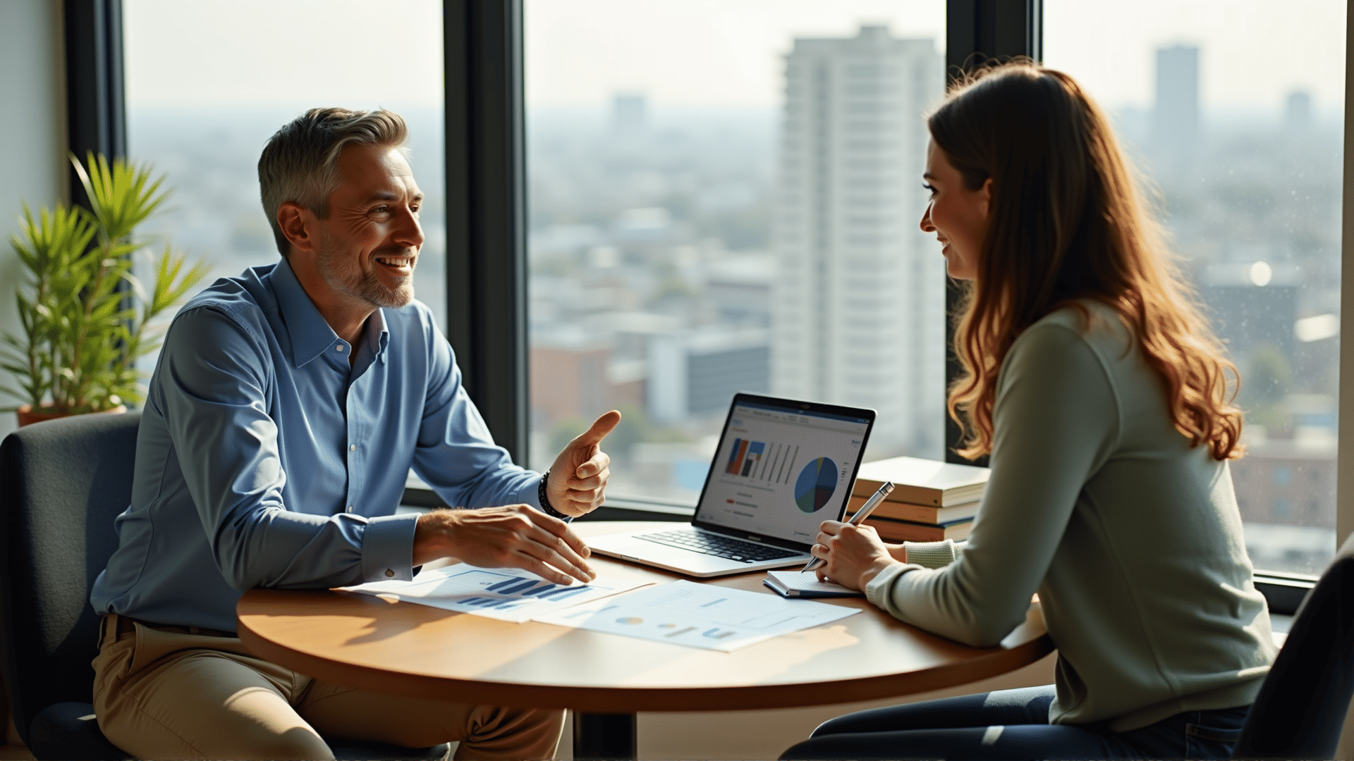 Consultant giving finance tips